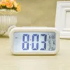 Plastic Mute Alarm Clock LCD Clocks Temperature Photosensitive Bedside Digital Alarmclock Nightlight Calendar