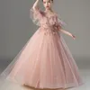 Nouvelle robe de fille de fleur princesse douce robe de soirée jupe tutu à volants pour les filles