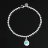 Projektant biżuterii Bransoletka Niebieska miłość Naszyjnik 925 Srebrne prezenty dla kobiet