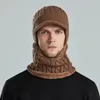Berety zimowe ciepłe szalik Dzownno -dzianinowe kapelusz stawiaj kobiety pluszowe aksamitne gęste męskie czapki czapki na masce mężczyźni na zewnątrz ochrona ucha szyi