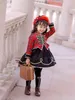 女の子のドレス0-12歳の女の女の子秋の冬グリーン格子形の赤いベルベットヴィンテージスペインのプリンセスボールガウンドレスクリスマスイード因果0913