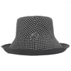 Cappelli larghi brim FS Black UV Protezione UV Curling Polka Dot Sole per le donne Cappelli da visiera a secchio pieghevole.