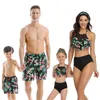 Tenues assorties pour la famille Maillot de bain à feuilles Tenues assorties pour la famille Look Mère Fille Maillots de bain Maman et moi Robe bikini Vêtements Père Fils Short de bain 220914