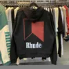 Hoodies Oversized Rhude Hoodie Men Women 1 1 Version Black Apricot Pullovers Sweatshirts Inside Tags