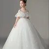 Nouvelle robe de fille de fleur princesse douce robe de soirée jupe tutu à volants pour les filles