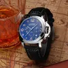 Marca de luxo superior relógio de moda masculino pulseira de couro data multi-função casual marina