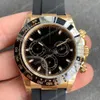 10 color Men's Watch Watches m116518ln 40mm Black Diamond Dial Natural Rubber Strap No Chronograph Asia 2813 Sports Mechanical Automatic mens watches 116518