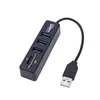 För Desktop Laptop Computer Phone USB Hub 2.0 Typ C Multi Splitter High Speed ​​3 Ports Allt i en OTG TF -kortläsare