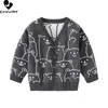 Pullover Autumn Winter Kids Cardigans Sweater Baby Boys Cartoon Bear Jacquard Single-breasted V neck Knit Cardigan Sweaters Coat Clothing 0913