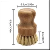 Cleaning Brushes Palm Pot Brush Bamboo Sisal Round Mini Natural Scrub Wet Cleaning Scrubber For Wash Dishes Pots Pans Vegetable House Dhh5U