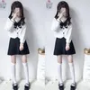 Kläder sätter 2st high-end jk enhetlig anime för flickor japanska korea topp kjol tie skolkläder student sjöman cosplay svart vit kostym