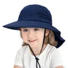 Baby Sun Hat With Neck Flap Unisex Justerbar Småbarn Bred Brim Summer Sun Protection Mesh Bucket i 0-6 år