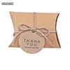 Gift Wrap 100 pcs/Lot Cute Kraft Paper Pillow Candy Box Wedding Favors Gift Candy Boxes With Tags Home Party Birthday Supply 220913