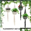 Autres fournitures de jardin Autres fournitures de jardin Pot de fleurs fait à la main Net Sac Tressé Maison Vintage Décor Plante Panier Suspendu Homeindustry Dh0Ej