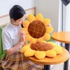 7pcs 40 cm Sonnenblume Plüsch Sitzkissen weiche Pflanzenkissen gefülltes Blumendekor für Heimbodenstuhl Sofa Kinder Geburtstag Geschenk