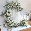 Faux Floral Greenery Artificial Wedding Flower Row Background Wall Decoration Welcome Sign Arrange Props Fake Flower Ball Table Center Party Stage J220906