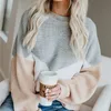 Women's Knits Tees Plus Size Loose Knitted Sweater Women Jumpers Long Sleeve Woman Pullovers Sweaters Casual Winter Color Block Striped Sweater 220914