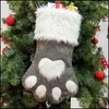 Noel Süslemeleri Noel Partisi Köpek Kedi Pençe Çorap Asma Çorap Ağaç Süsleme Dekoru Kaba Peluş Noel Kids Hediye Şeker Çantası D DHPQC