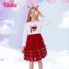 Girl's Es Vikita Kids Princess Verjaardagsfeestje Kinderen Hartontwerp Deksel Toddlers Pailletten Vestidos Girls Kerstmis Nieuwjaar Kleding 0913