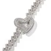 Hip Hop Ice Cuban Chain Heart Necklace Charm Pendant Iced Out Bling Chains For Men Women