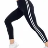 Leggings voor dames ysdnchi sportkleding gym fitness legginsyoga broek vrouwen zwart wit gestreepte druk leggings panty's elastische enkellengte push omhoog 220914