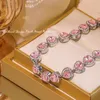 Collana girocollo con zirconi a forma di cuore rosa dolce per gioielli da donna e ragazze eleganti in cristallo con catena per feste di nozze