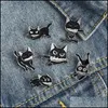 Pins Broschen Schwarze Katze Messer Punk Emaille Broschen Pin Frauen Mädchen Modeschmuck Metall Vintage Pins Abzeichen Geschenk 6144 Q2 Drop Delivery Dhbyj