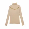 Women's Knits Tees Turtleneck Sweater Slim Female Sexy Long-Sleeved Perspective Net Yarn Splicing Knitwear Bright Pull Ladies Sweaters Pullover Top 220914