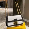 Evening Bags Baguette Bag Crossbody Bags Women Shoulder Handbag Two Color Splicing Chain Purse Gold Hardware Buckle Interior Compartment Zip Pocket Wallet