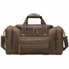 Duffel Bags Vintage Crazy Horse Hounuine Leather Mens Travel Bag Bag Duffle Duffle выходные