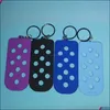 Shoe Parts Accessories Croc Keychain Holder Candy Color Sile Plate For Charms Women Child Gift Can Match Shoe Flower Drop Delivery 2 Dhm8T