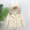 Kvinnor Parkas Solid Women Winter Coat Huveed stor riktig päls krage tjock varm kvinnlig dragkedja Lossa koreanska ner jackor Y227 220914