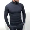 Menströjor Solid Slim Ribbed Sticked tröja Män Autumn Winter Warm Turtleneck Långärmad tröjor Fashion Mens Tight Knit Pullovers Tops 220914