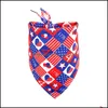 Hundkläder Dog Bandana American Independence Day husdjurstillbehör Små medium stor kattbandanas halsduk levererar 4: e jy drop leverans dho4l