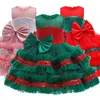 Mädchen 2022 Neue Kinder Weihnachtskleider für kleine Mädchen Prinzessin Flauschy Layered Tulle Kostüm Kleinkind Kids Halloween Kleidung 0-5 Jahre 0913