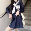 Clothing Sets Japanese School Uniform JK Girl S-XXL Green College Style Suit Sailor Costume Women Sexy Shirt Pleated Skirt