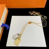 Luxo v marca clássico designer pingente colares ouro prata 2 cores tags clavícula corrente colar festa de casamento jóias para wome312u