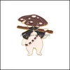 Pins Brooches Customized Mushroom Hard Enamel Pins Custom New Creative Men Women Handsome Bk Jewelry Insignia Badge Masked Chivalrou Dhhav