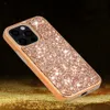 2in1 pc + tpu bling glitter mobiele telefoon gevallen voor iPhone 7 8Plus 13 pro max 12 mini 11pro xr xsmax samsung s20 notitie 20