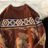 Męskie swetry śliczne niedźwiedzie wierzchołki mężczyzn men High Street Knitt Sweater jesienny pullover luźne harajuku kawaii białe kobiety para 220914