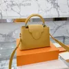 Akşam Çantaları Düz Capucines Çanta Tote Çanta Crossbody Çanta Devekuşu Desen Çıkarılabilir Geniş Kemer Deri Deri Kadın Omuz Çantaları