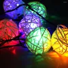 Strings 5m 40 LEDs Globe Rattan Ball Fairy String Light Battery Powered For Home Wedding Holiday Christmas Party Decoration