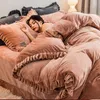 寝具セット厚いミルクフリースフリースサンゴ4ピース両面羽毛布団カバーフランネルベッドシート冬のクリスタル信頼できる品質温暖化カラフル