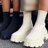 Boots McCkle Women Slip On Western Ankle Platform Knited Ladies Autumn Calcetines para botines femeninos de moda 220914