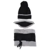 Berets 1 Set Sticking Warm Hat Scarf Mask Three-Piece Thicken Woolen Yarn