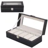 Boîtes de montre 5/6/10 grilles boîte grand hommes noir PU cuir vitrine bijoux organisateur stockage Caja Para Relojes montres