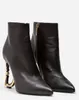 Winte Keira Zip Enkellaarsjes Dames Pop Sculpturale D-barok Hak Zwart Stretch Leer Dame Booties Puntschoen Booty EU35-43 Met Doos