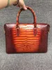 Porte-documents véritable cuir de crocodile véritable peau de ventre hommes sac d'affaires porte-documents fermeture éclair avec sangle 2 couleurs orange marron