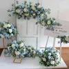 Faux Floral Greenery Artificial Wedding Flower Row Background Wall Decoration Welcome Sign Arrange Props Fake Flower Ball Table Center Party Stage J220906
