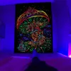 Blacklight Tapisserie UV Réactive Courte En Peluche Halloween Tapisseries Glow In The Dark Tenture Murale 150x130cm